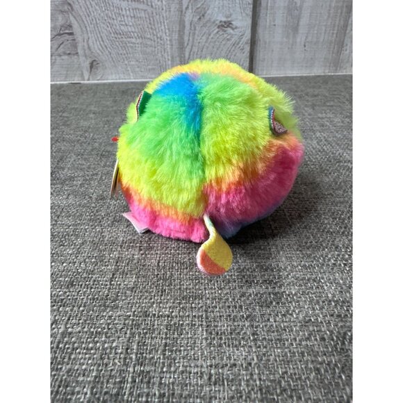 TY Puffies GIZMO Neon Rainbow Cat 2021 Small Stuffed Puff Ball Plush Toy - Picture 3 of 10